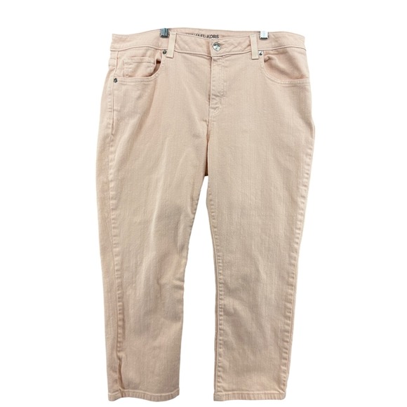 Michael Kors Cropped Jeans Baby‎ Pink Denim Casual Everyday Comfort Size 12 - Picture 1 of 7